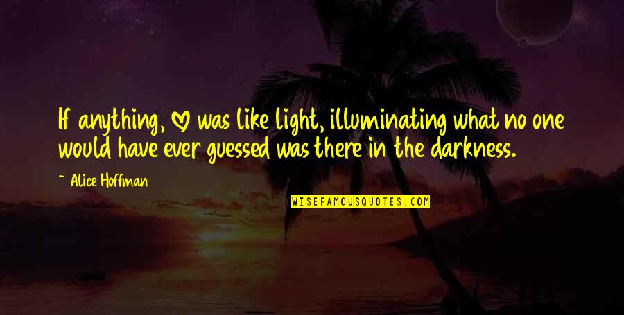 The Darkness Quotes By Alice Hoffman: If anything, love was like light, illuminating what