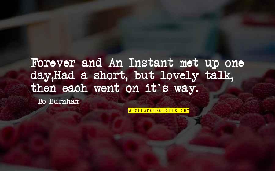 The Day I Met You Quotes By Bo Burnham: Forever and An Instant met up one day,Had