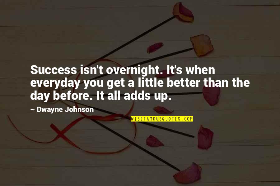 The Day Motivational Quotes By Dwayne Johnson: Success isn't overnight. It's when everyday you get