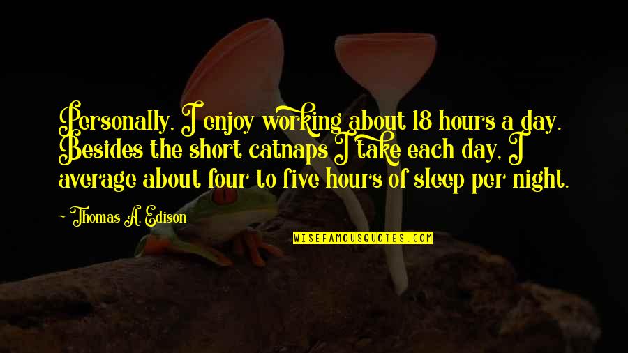 The Day Motivational Quotes By Thomas A. Edison: Personally, I enjoy working about 18 hours a