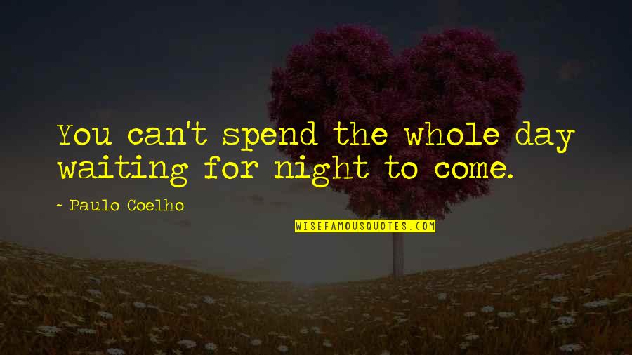 The Day You Come In My Life Quotes By Paulo Coelho: You can't spend the whole day waiting for