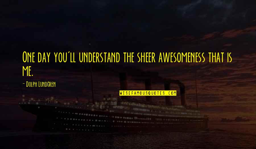 The Day You Quotes By Dolph Lundgren: One day you'll understand the sheer awesomeness that The Day You Quotes By Dolph Lundgren: One day you'll understand the sheer awesomeness that