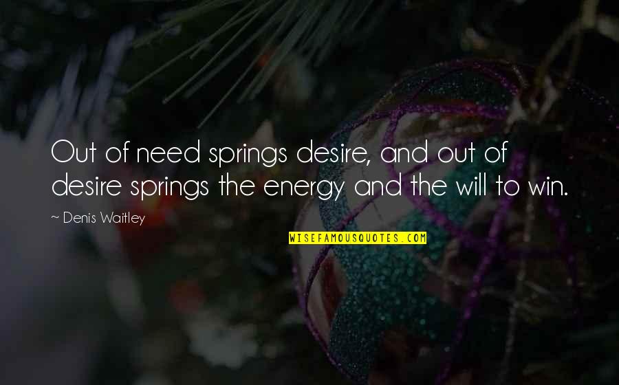 The Desire To Win Quotes By Denis Waitley: Out of need springs desire, and out of