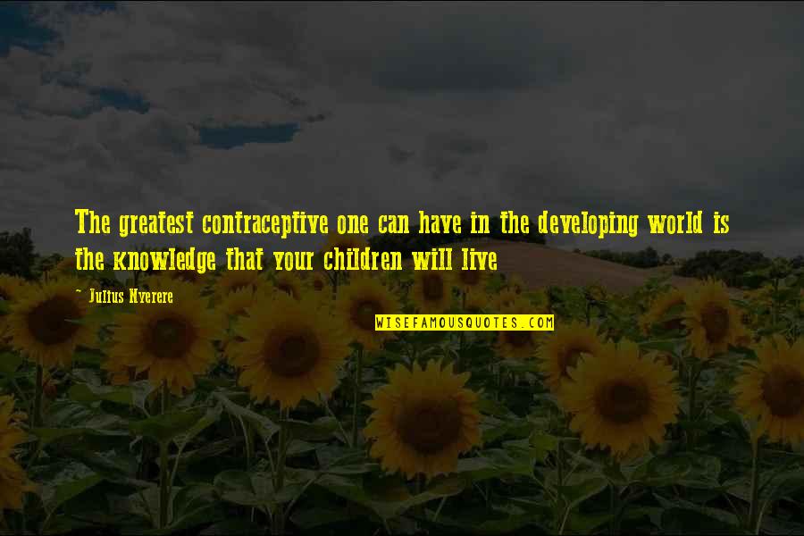 The Developing World Quotes By Julius Nyerere: The greatest contraceptive one can have in the