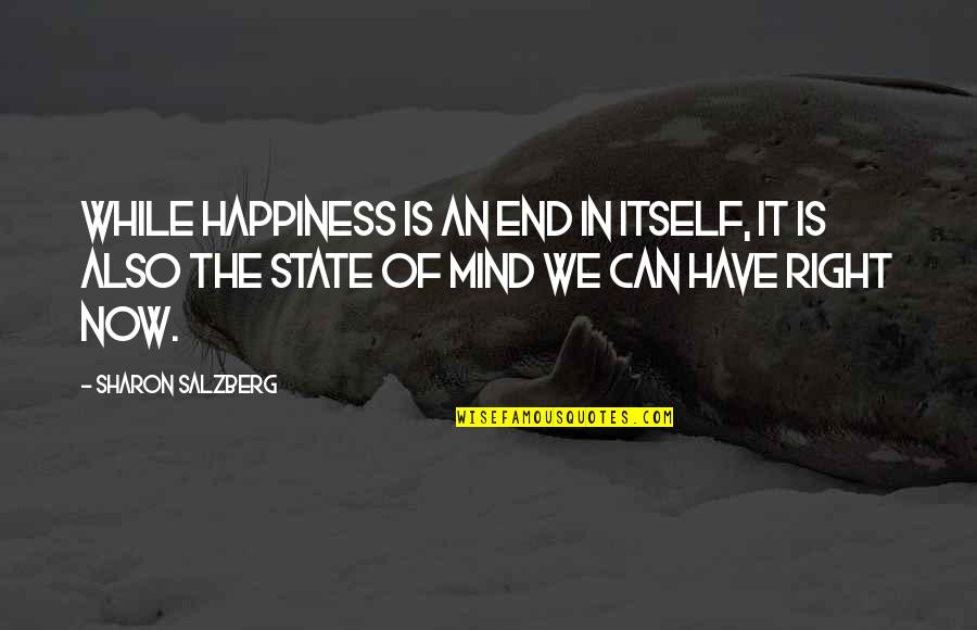 The Dharma Quotes By Sharon Salzberg: While happiness is an end in itself, it