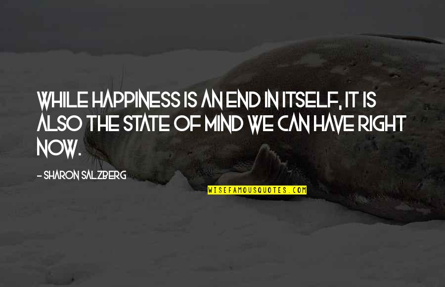 The Dharma Quotes By Sharon Salzberg: While happiness is an end in itself, it The Dharma Quotes By Sharon Salzberg: While happiness is an end in itself, it