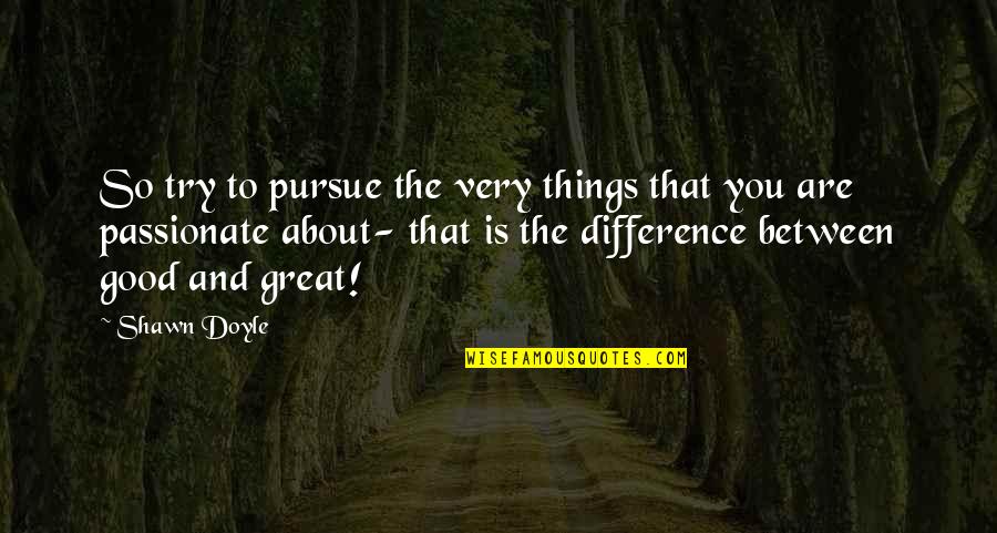 The Difference Between Good And Great Quotes By Shawn Doyle: So try to pursue the very things that