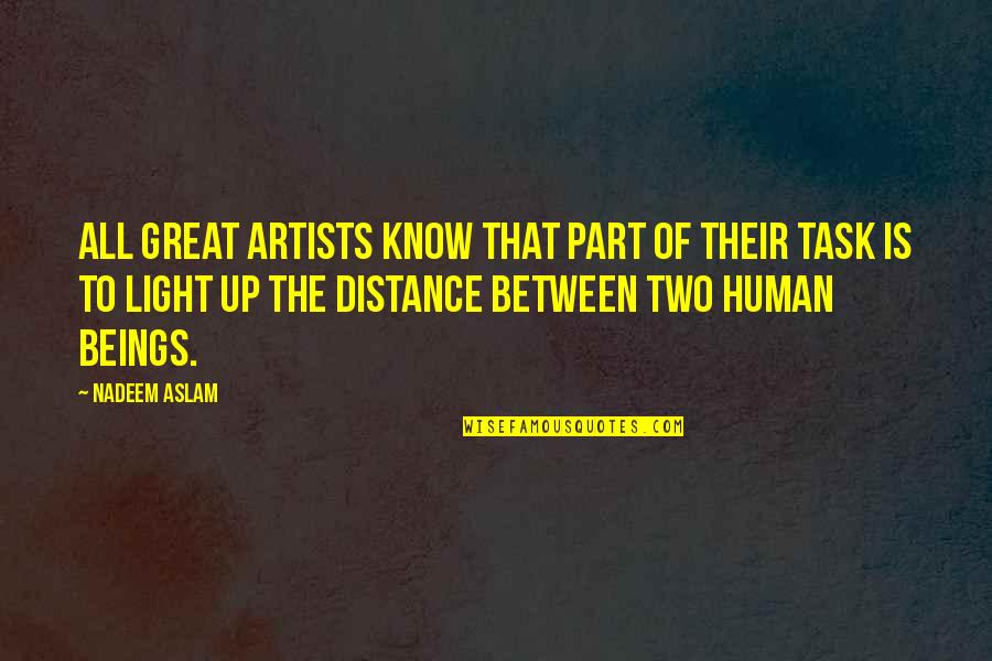 The Distance Between Us Quotes By Nadeem Aslam: All great artists know that part of their