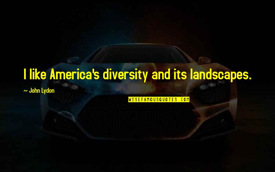The Diversity Of America Quotes By John Lydon: I like America's diversity and its landscapes.