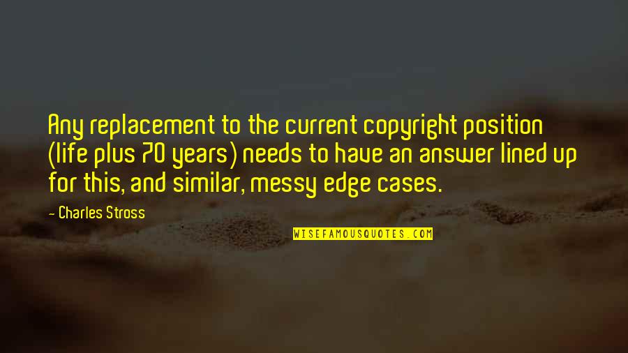 The Edge In Life Quotes By Charles Stross: Any replacement to the current copyright position (life