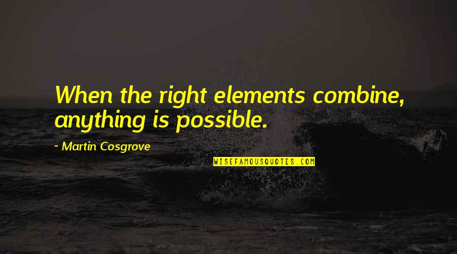 The Elements Quotes By Martin Cosgrove: When the right elements combine, anything is possible.