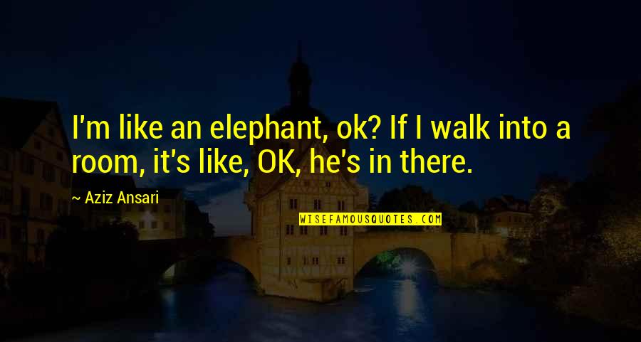 The Elephant In The Room Quotes By Aziz Ansari: I'm like an elephant, ok? If I walk