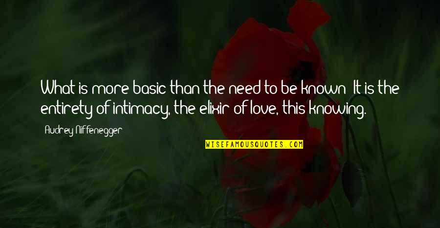 The Elixir Quotes By Audrey Niffenegger: What is more basic than the need to