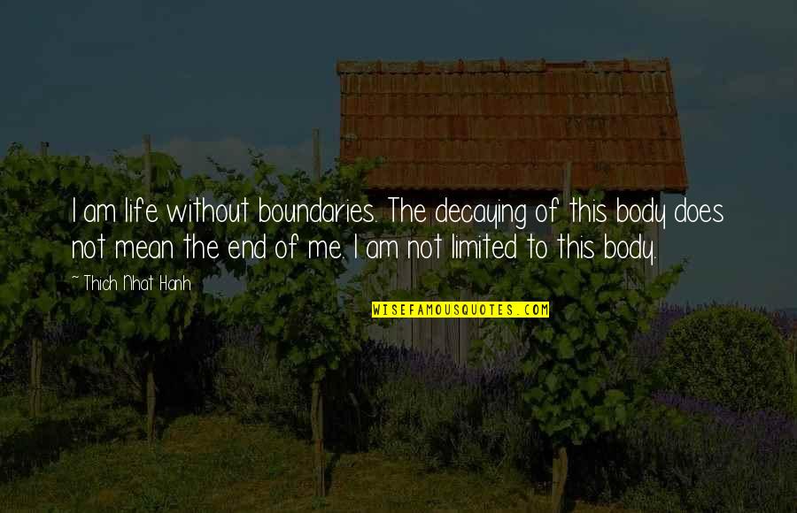 The End Of Life Quotes By Thich Nhat Hanh: I am life without boundaries. The decaying of