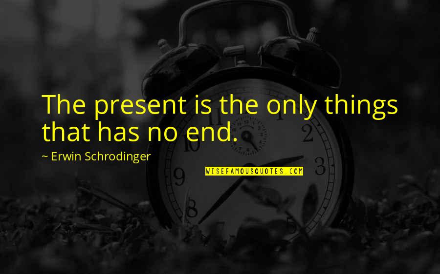 The End Quotes By Erwin Schrodinger: The present is the only things that has