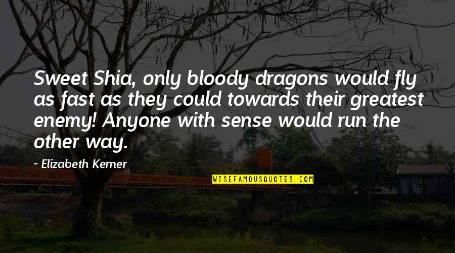 The Enemy Could Be Quotes By Elizabeth Kerner: Sweet Shia, only bloody dragons would fly as