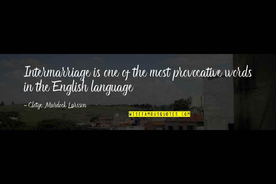 The English Quotes By Clotye Murdock Larsson: Intermarriage is one of the most provocative words The English Quotes By Clotye Murdock Larsson: Intermarriage is one of the most provocative words