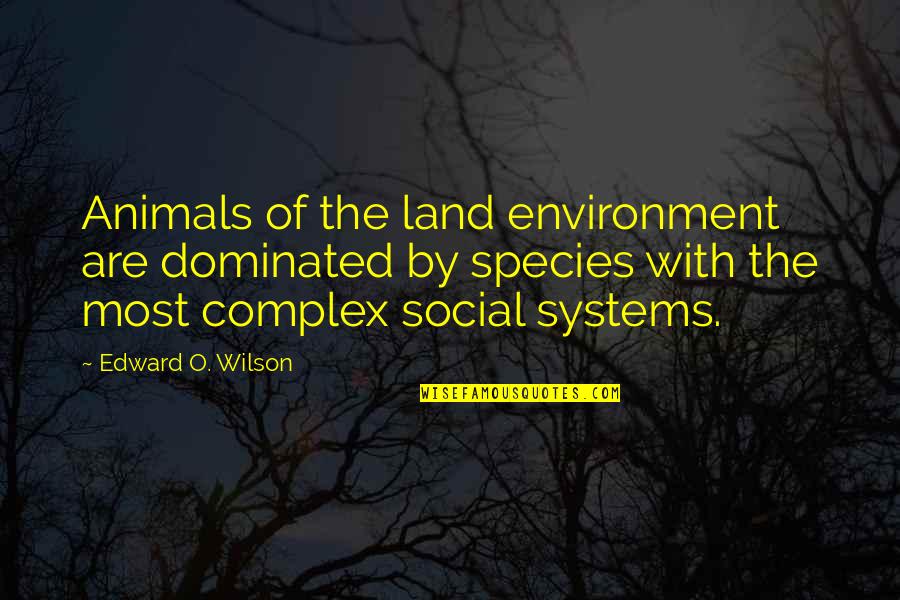 The Environment And Animals Quotes By Edward O. Wilson: Animals of the land environment are dominated by The Environment And Animals Quotes By Edward O. Wilson: Animals of the land environment are dominated by
