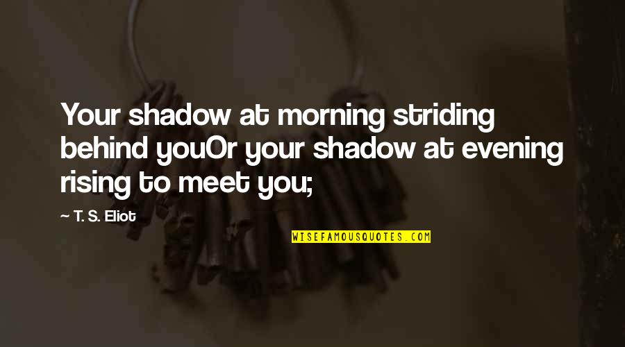 The Evening Quotes By T. S. Eliot: Your shadow at morning striding behind youOr your The Evening Quotes By T. S. Eliot: Your shadow at morning striding behind youOr your