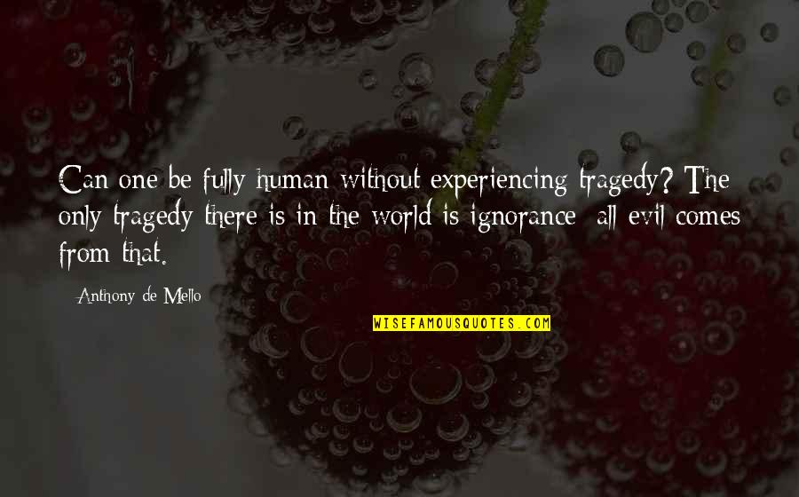 The Evil In The World Quotes By Anthony De Mello: Can one be fully human without experiencing tragedy?