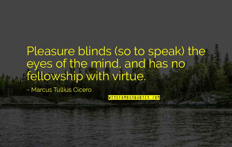 The Eyes Speak Quotes By Marcus Tullius Cicero: Pleasure blinds (so to speak) the eyes of