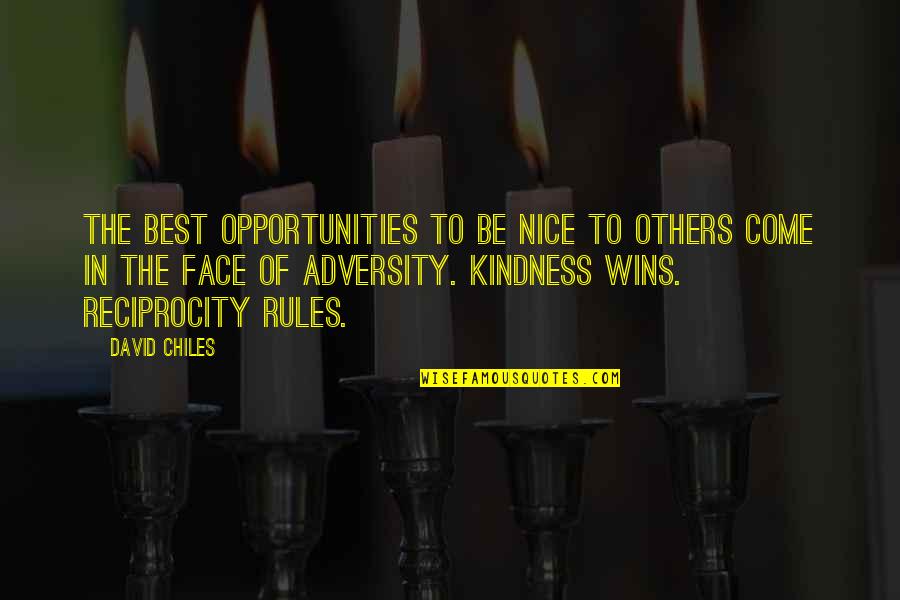 The Face Of Adversity Quotes By David Chiles: The best opportunities to be nice to others