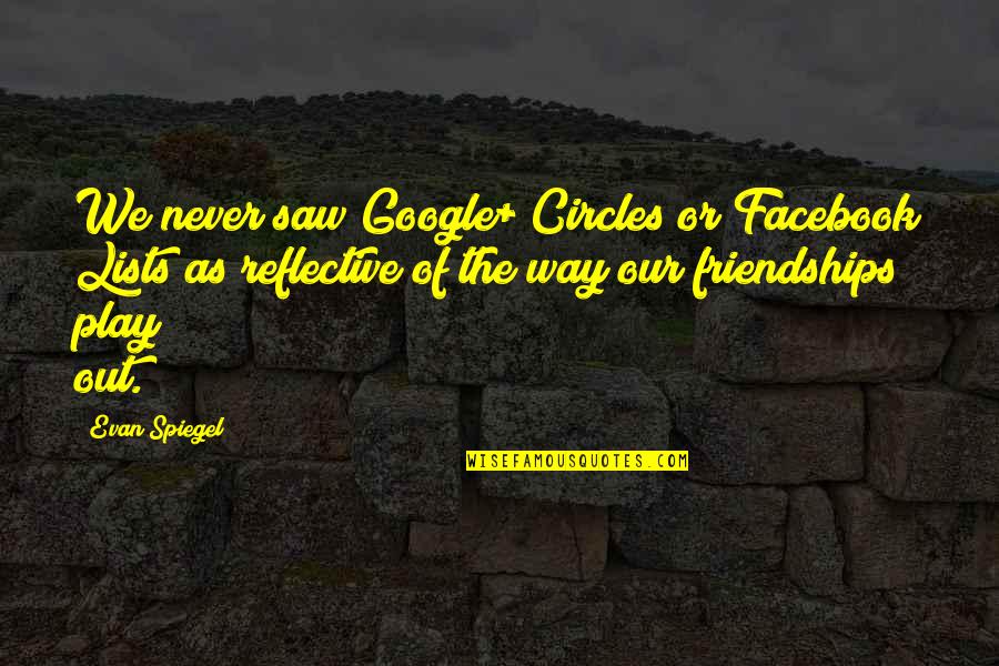 The Facebook Quotes By Evan Spiegel: We never saw Google+ Circles or Facebook Lists The Facebook Quotes By Evan Spiegel: We never saw Google+ Circles or Facebook Lists