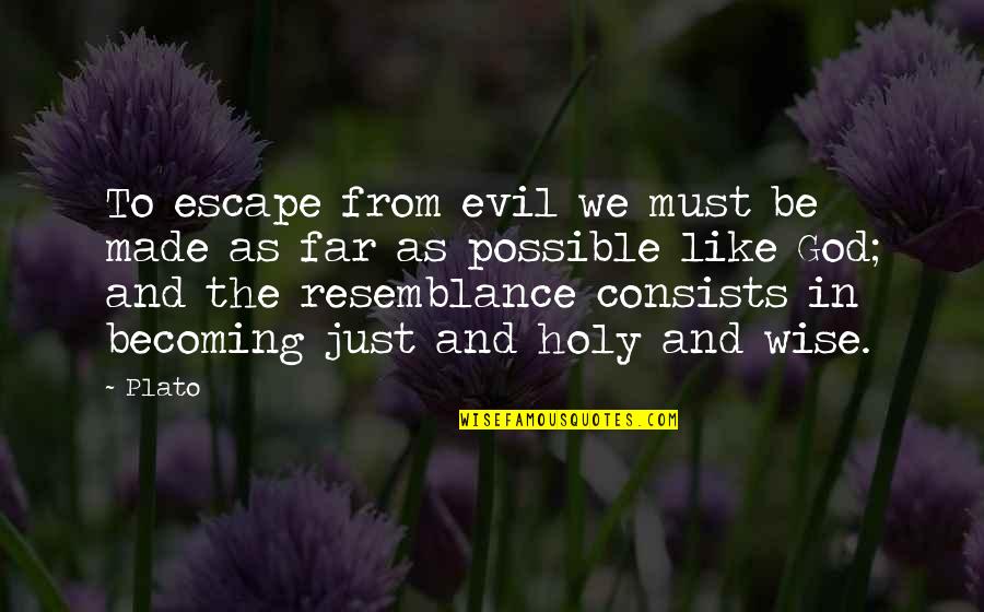 The Falkland Islands Quotes By Plato: To escape from evil we must be made The Falkland Islands Quotes By Plato: To escape from evil we must be made
