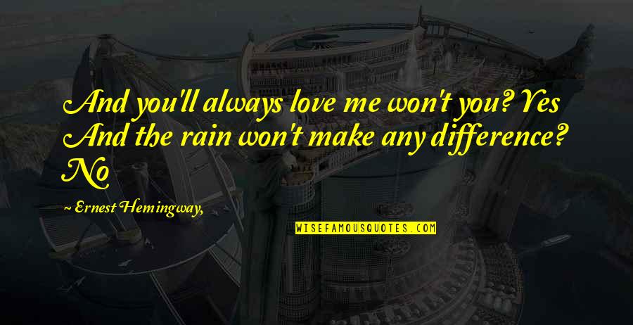 The Farewell Quotes By Ernest Hemingway,: And you'll always love me won't you? Yes The Farewell Quotes By Ernest Hemingway,: And you'll always love me won't you? Yes