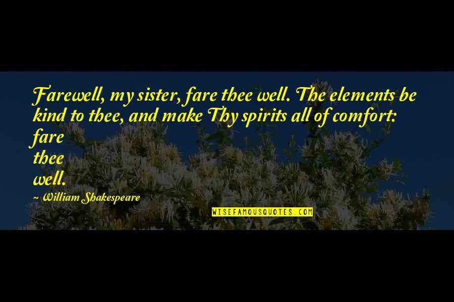 The Farewell Quotes By William Shakespeare: Farewell, my sister, fare thee well. The elements The Farewell Quotes By William Shakespeare: Farewell, my sister, fare thee well. The elements