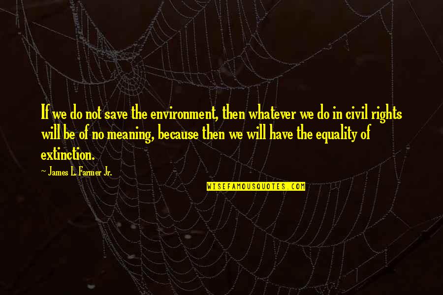 The Farmer Quotes By James L. Farmer Jr.: If we do not save the environment, then