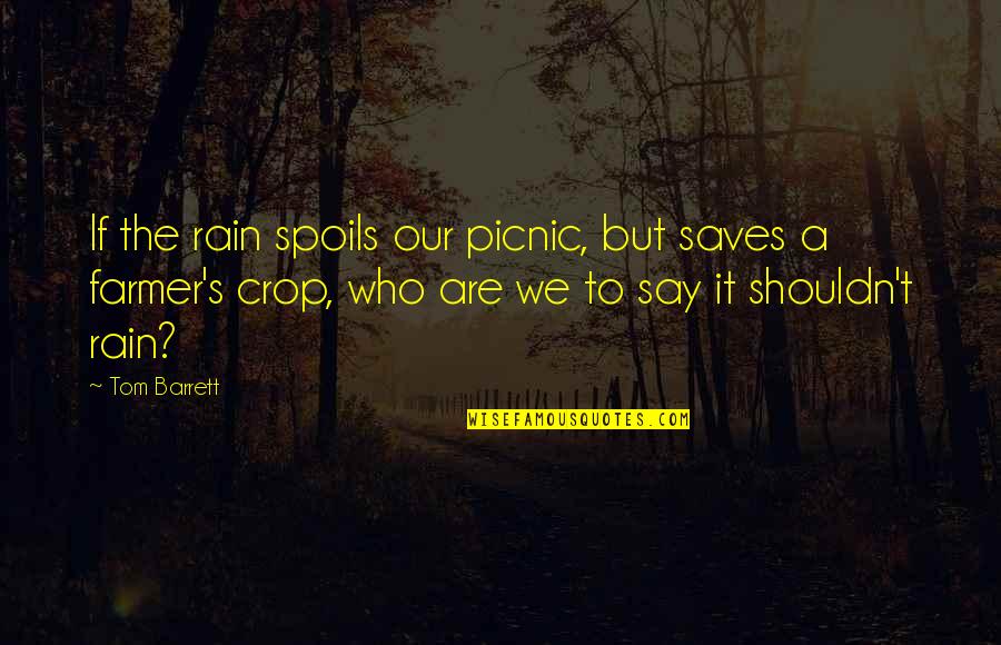 The Farmer Quotes By Tom Barrett: If the rain spoils our picnic, but saves