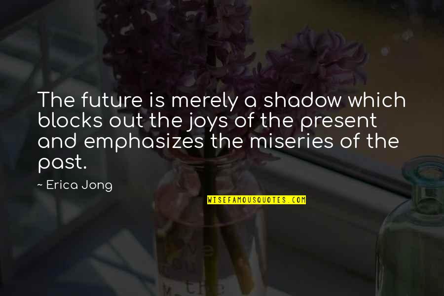 The Fight Against Cancer Quotes By Erica Jong: The future is merely a shadow which blocks