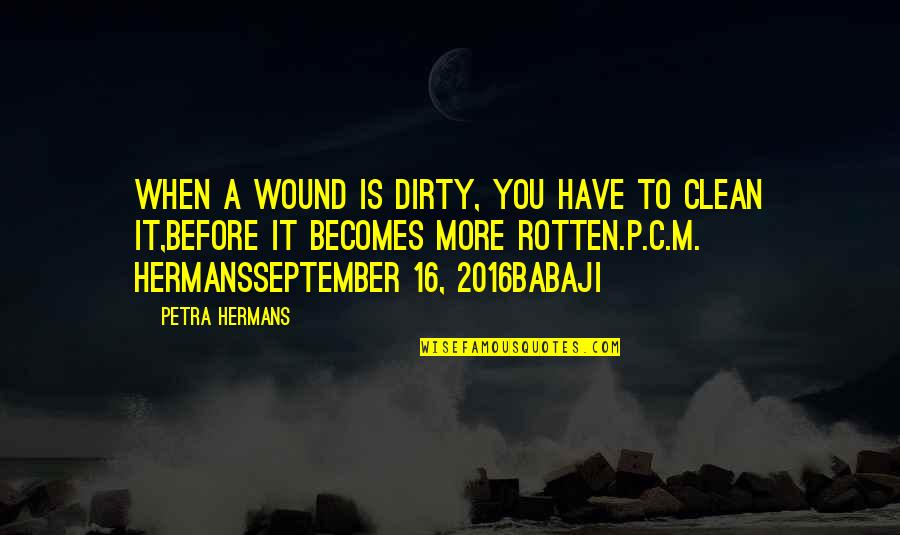 The Final Inning Quotes By Petra Hermans: When a wound is dirty, you have to