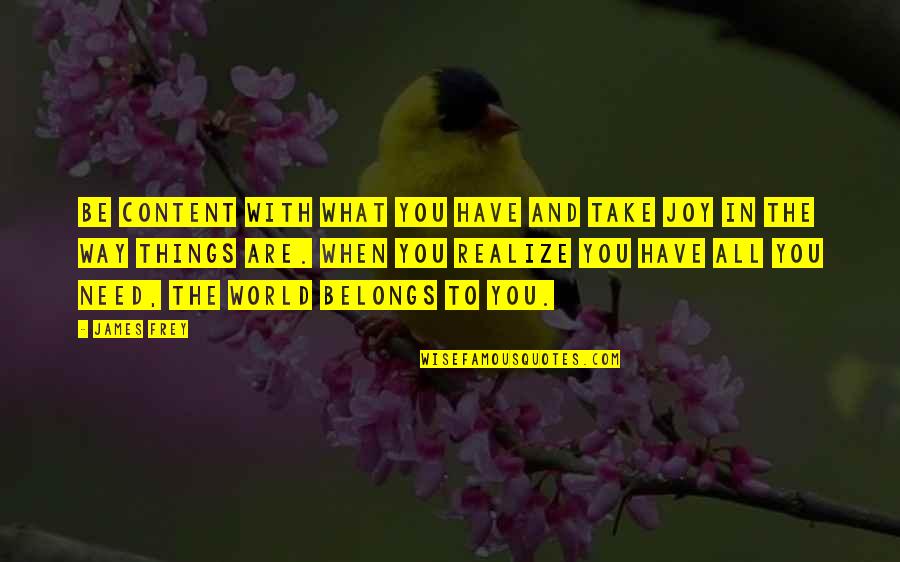 The Final Summit Quotes By James Frey: Be content with what you have and take