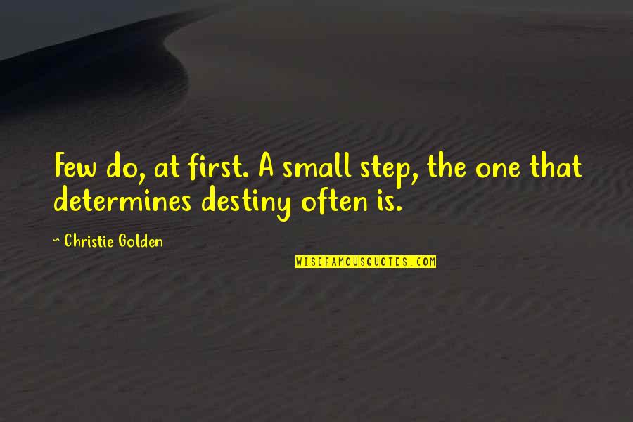 The First One Quotes By Christie Golden: Few do, at first. A small step, the