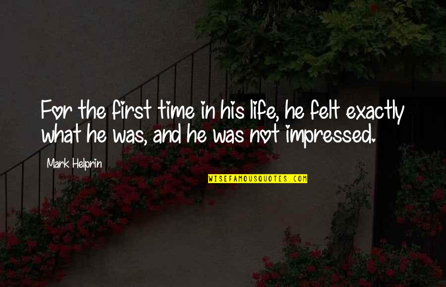 The First Time Quotes By Mark Helprin: For the first time in his life, he