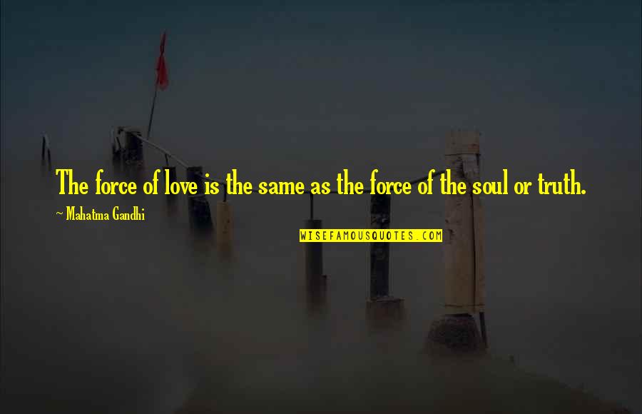 The Force Of Love Quotes By Mahatma Gandhi: The force of love is the same as