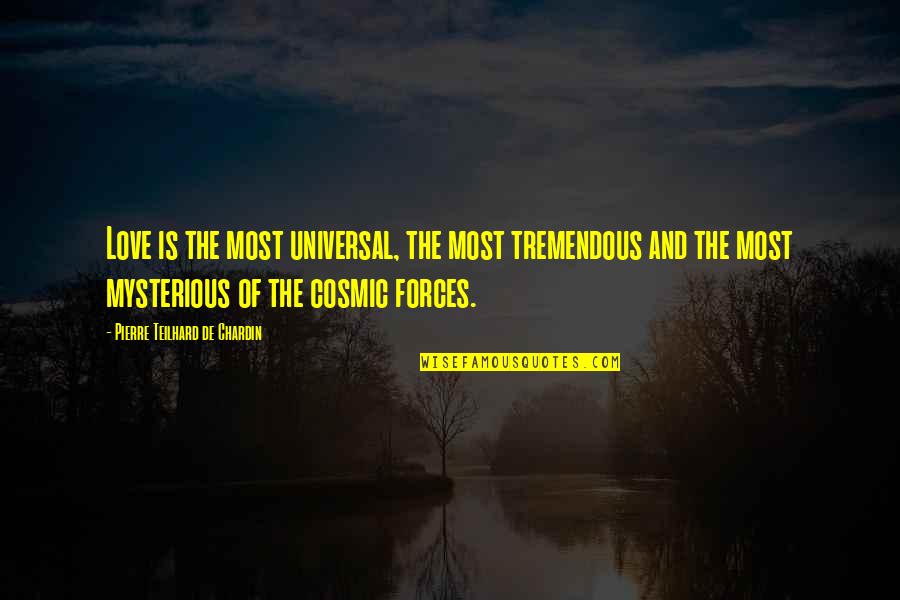 The Force Of Love Quotes By Pierre Teilhard De Chardin: Love is the most universal, the most tremendous