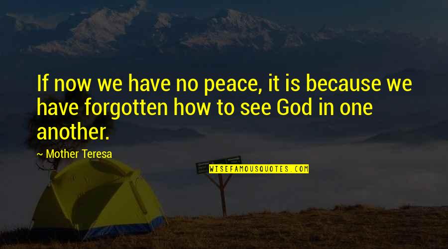 The Forgotten God Quotes By Mother Teresa: If now we have no peace, it is