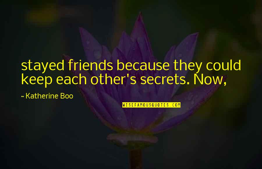The Friends You Keep Quotes By Katherine Boo: stayed friends because they could keep each other's