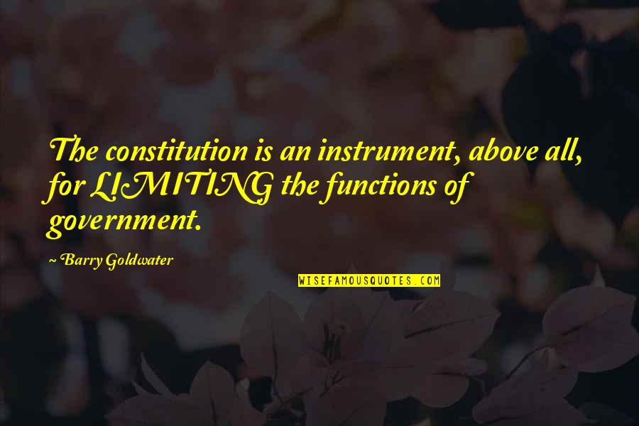 The Function Of Government Quotes By Barry Goldwater: The constitution is an instrument, above all, for