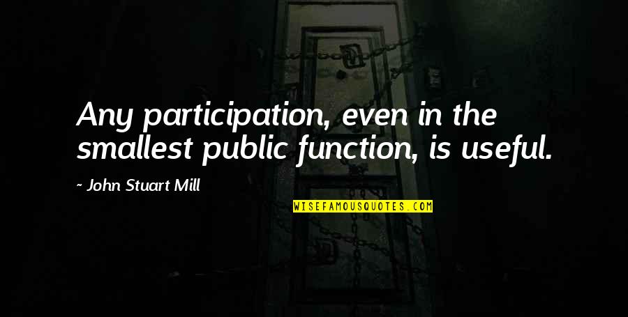 The Function Of Government Quotes By John Stuart Mill: Any participation, even in the smallest public function,