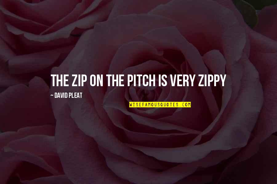The Future Being Better Than The Past Quotes By David Pleat: The zip on the pitch is very zippy