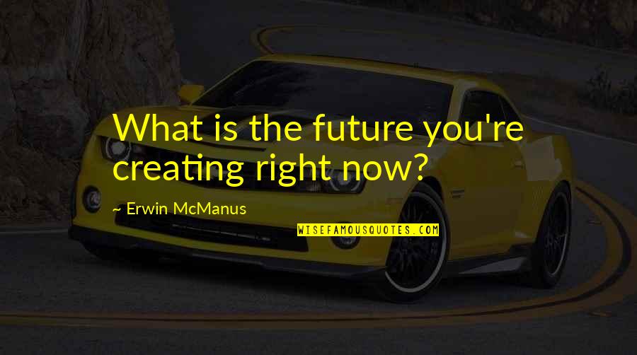 The Future Is Now Quotes By Erwin McManus: What is the future you're creating right now?