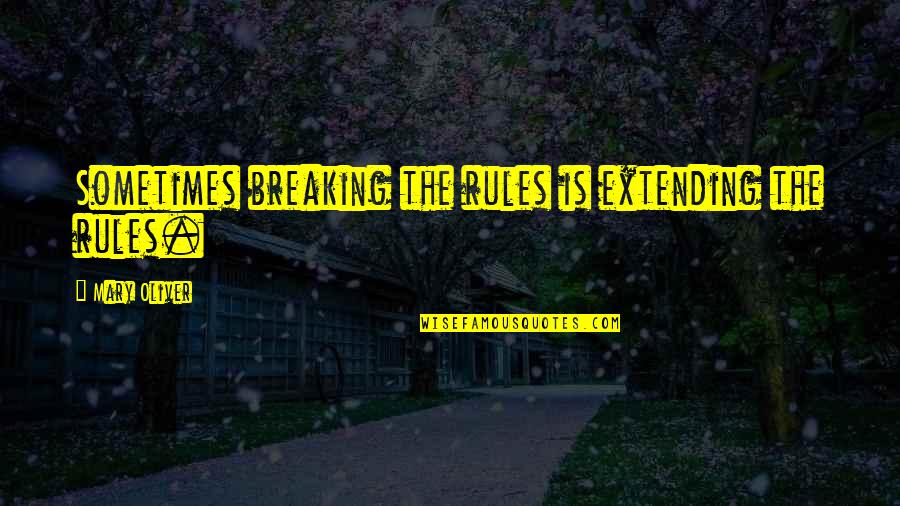 The Glasses In Lord Of The Flies Quotes By Mary Oliver: Sometimes breaking the rules is extending the rules.