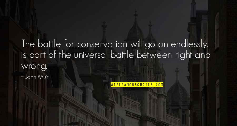The Go Between Quotes By John Muir: The battle for conservation will go on endlessly.