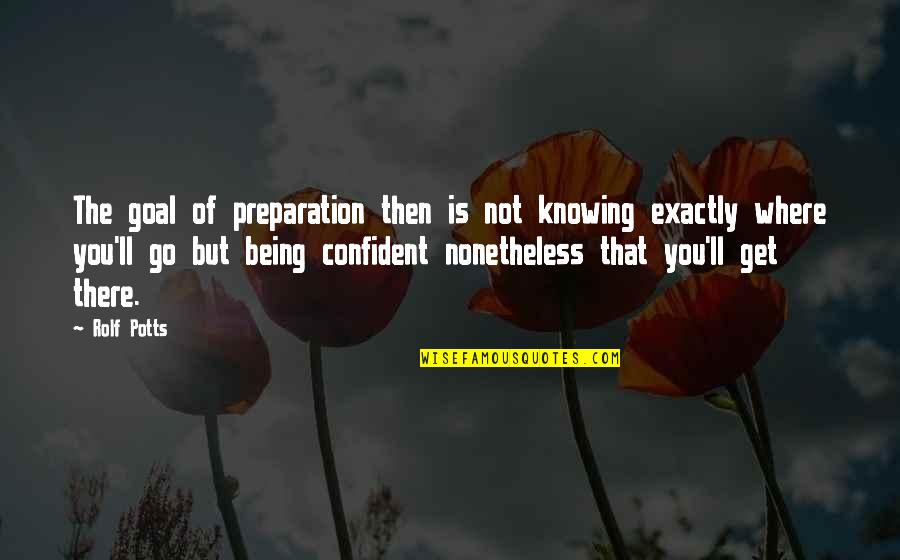 The Goal Of Life Quotes By Rolf Potts: The goal of preparation then is not knowing The Goal Of Life Quotes By Rolf Potts: The goal of preparation then is not knowing
