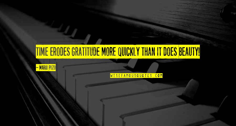 The Godfather 1 2 3 Quotes By Mario Puzo: Time erodes gratitude more quickly than it does