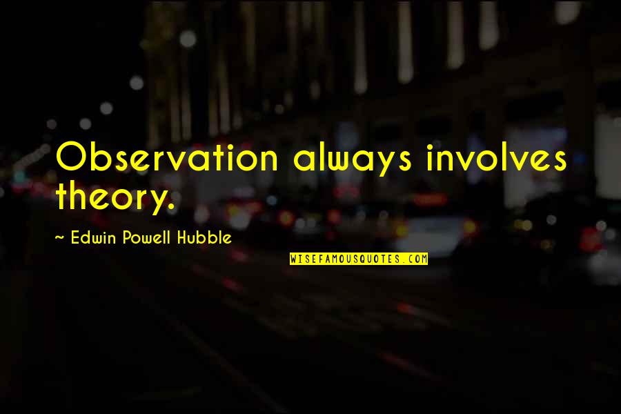 The Golden Age Of Hollywood Quotes By Edwin Powell Hubble: Observation always involves theory. The Golden Age Of Hollywood Quotes By Edwin Powell Hubble: Observation always involves theory.